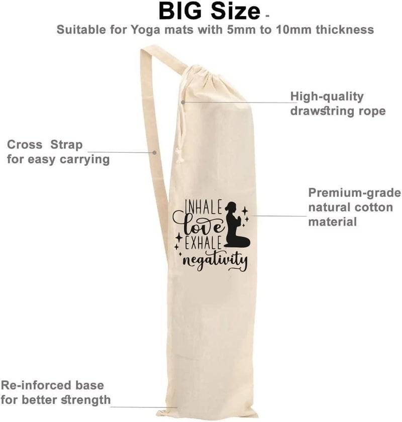 Mayatra's Organic Large Yoga Mat Tote Bag Cover -100% Cotton Lightweight,Washable Yoga Dust Bag With Adjustable Strap Unisex - Image 1